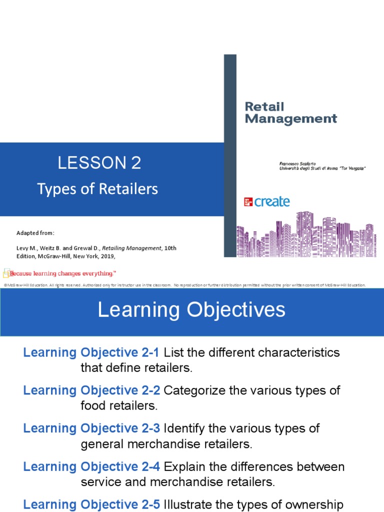 Lesson 2 Types of Retailers Types of Retailers PDF Retail Supermarket