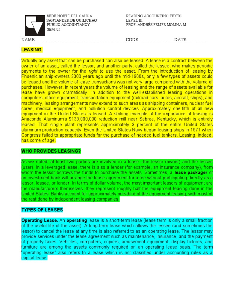 Leasing. Whole Text. | PDF | Lease | Renting