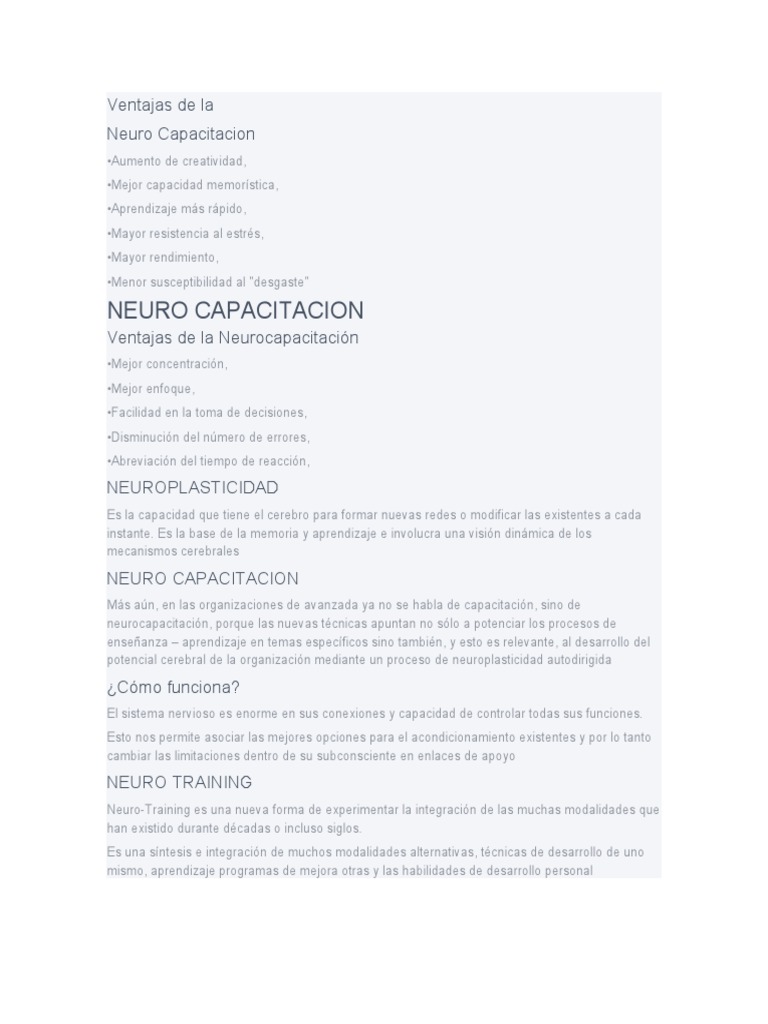 Ventajas de la Neurocapacitación | PDF | Crecimiento personal y profesional
