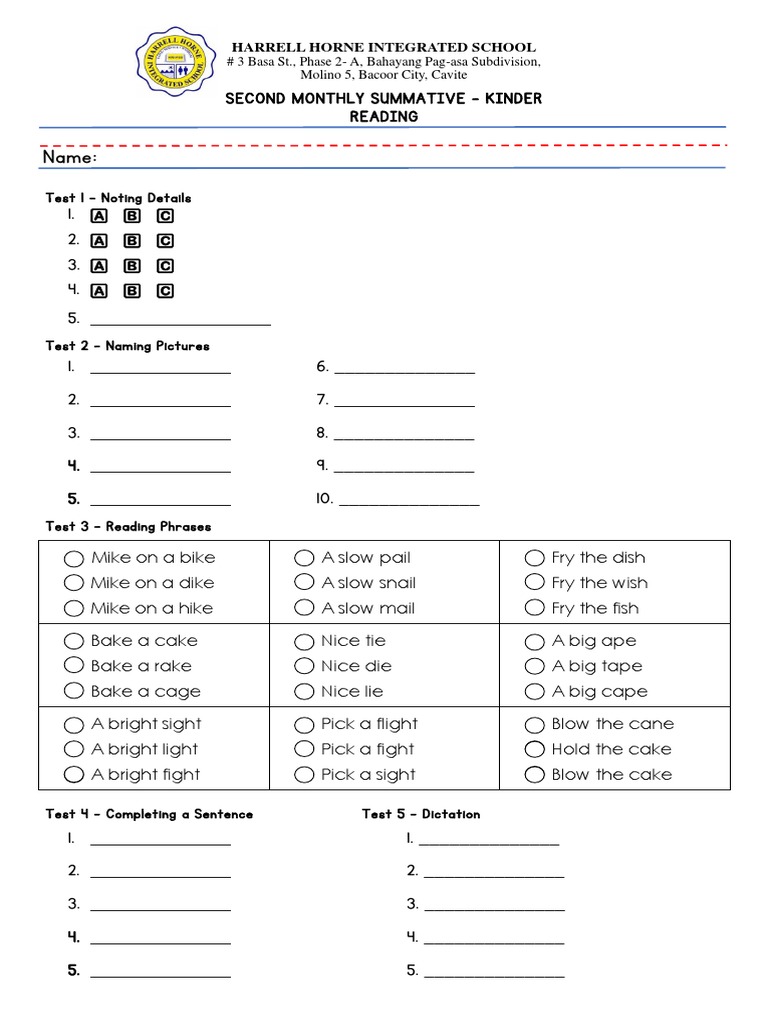 Answer Sheet 2ND MT 2021 - Reading | PDF