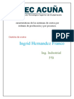 Características de Los Sistemas de Costos Por Órdenes de Producción y Por Procesos