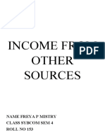 Income From Other Sources: Name Freya P Mistry Class Sybcom Sem 4 Roll No 153