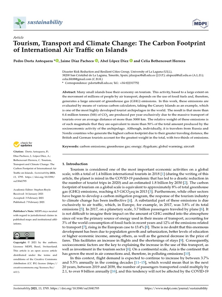 Tourism, Transport and Climate Change: The Carbon Footprint of ...