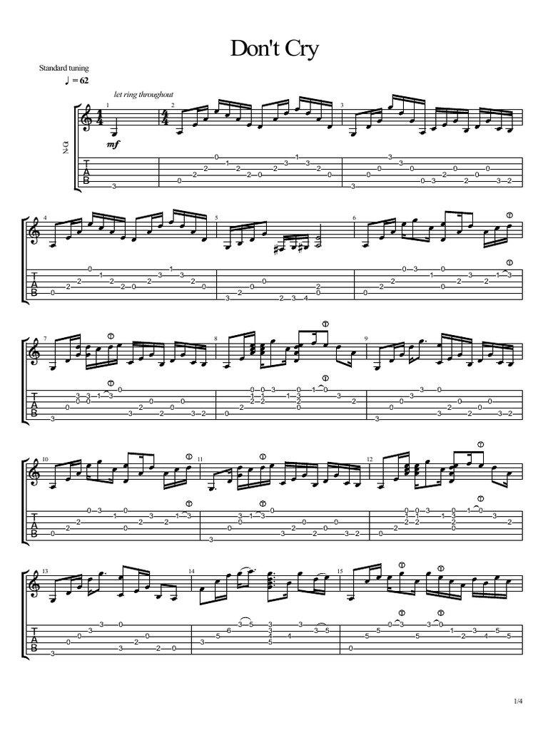 Guns N Roses Don T Cry PDF