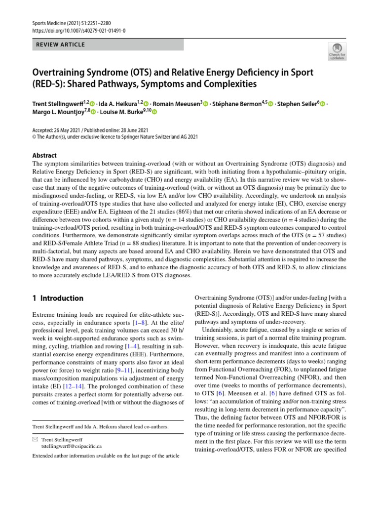 Relative Energy Deficiency in Sport - Sports Medicine Review