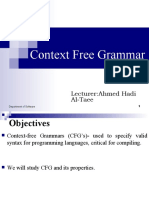 Context Free Grammar: Lecturer:Ahmed Hadi Al-Taee
