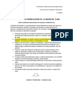 RUTA  PARA   LA FORMULACIÓN DE  LA SESIÓN DE  CLASE