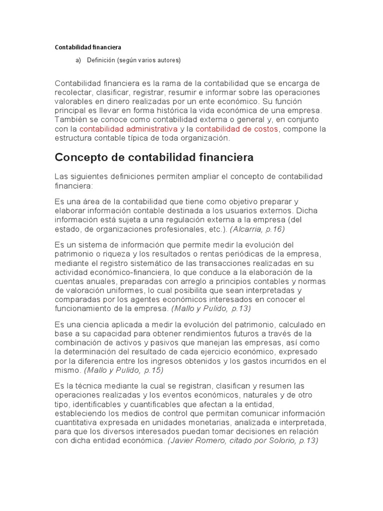 Definición y Concepto de Contabilidad Financiera | PDF | Contabilidad ...