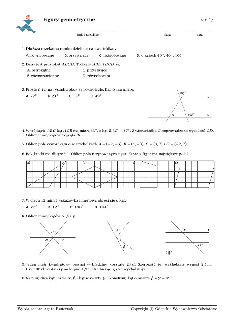 Figury Geometryczne Klasa 4 Pdf Figury Geometryczne | PDF