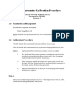 Outside Micrometer Calibration Procedure: 1.0 Standards and Equipment