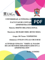 Actividad 5 - Vision Al Pasado de Los Metodos Implementados en La Adm - Evelin Citlali Cruz Ruiz - 301 - TV - Adm.