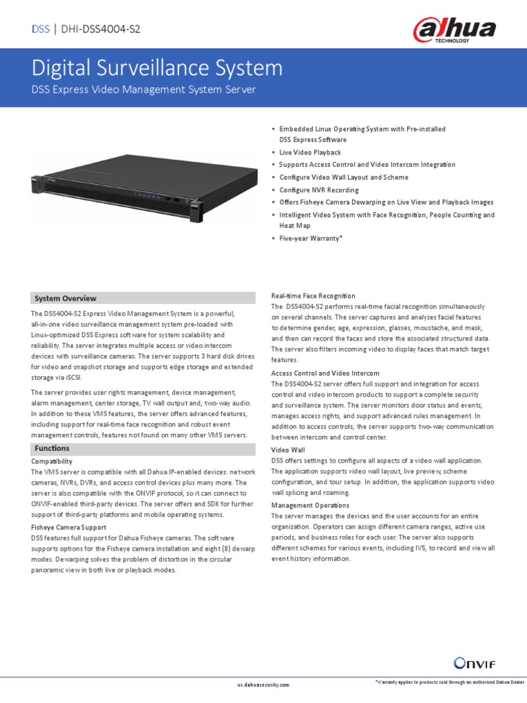 Digital Surveillance System DSS Express Video Management System Server