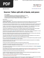 Sources_ Taliban Split With Al Qaeda Seek Peace