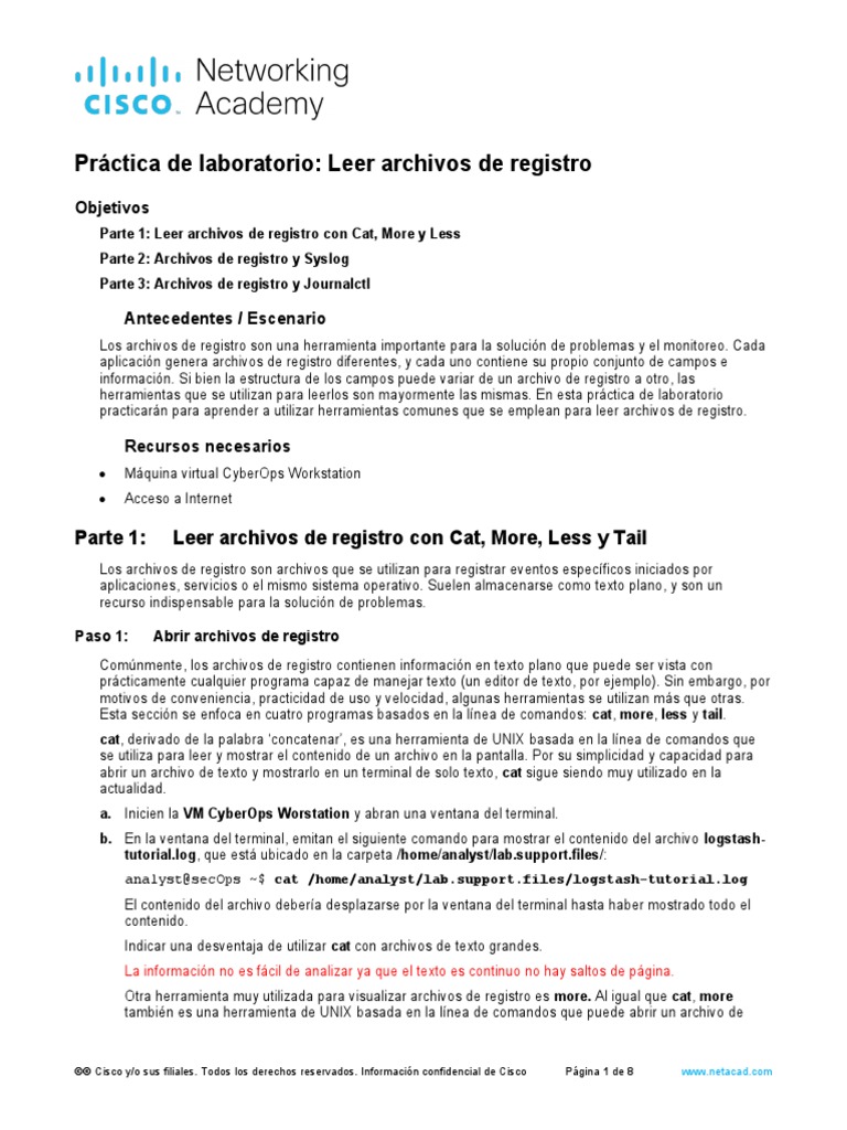 7.3.2.5 Lab - Reading Server Logs | PDF | Archivo de computadora ...