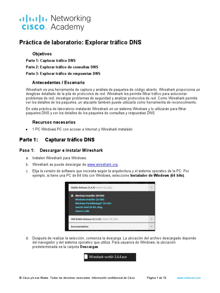 7.3.1.6 Lab Exploring DNS Traffic PDF Protocolos de