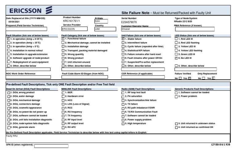 RRU 2212 Fault Report and Return Process | PDF | Telecommunications ...