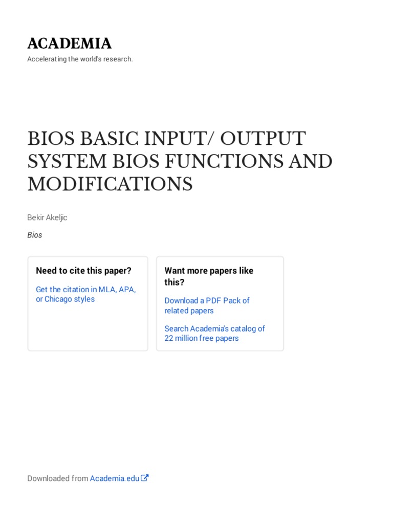 Bios Basic Input/ Output System Bios Functions and Modifications | PDF ...