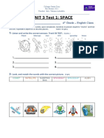 Unit 3 Test 1: Space: Name: - 4 Grade - English Class