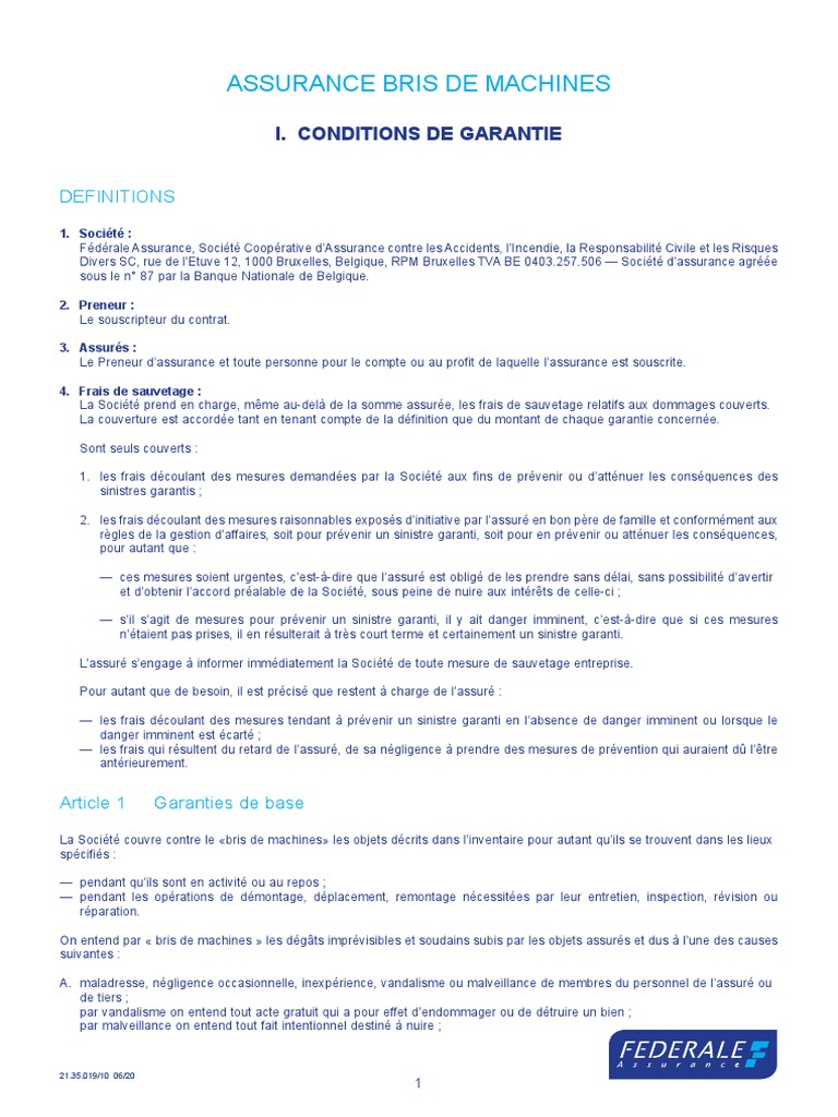 Assurance Bris de Machines: Garanties et Exclusions | PDF | Arbitrage ...