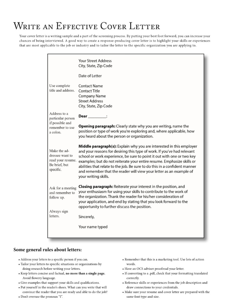 How To Write and Effective Cover Letter and Samples  PDF