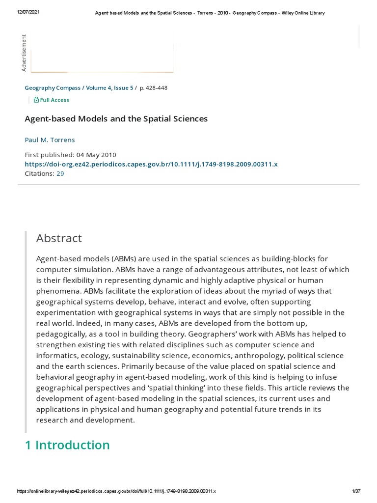Agent Based Models and The Spatial Sciences - Torrens - 2010 ...