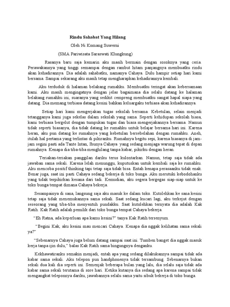 Rindu yang Hilang karya Widya Paramita dalam konteks kehidupan nyata