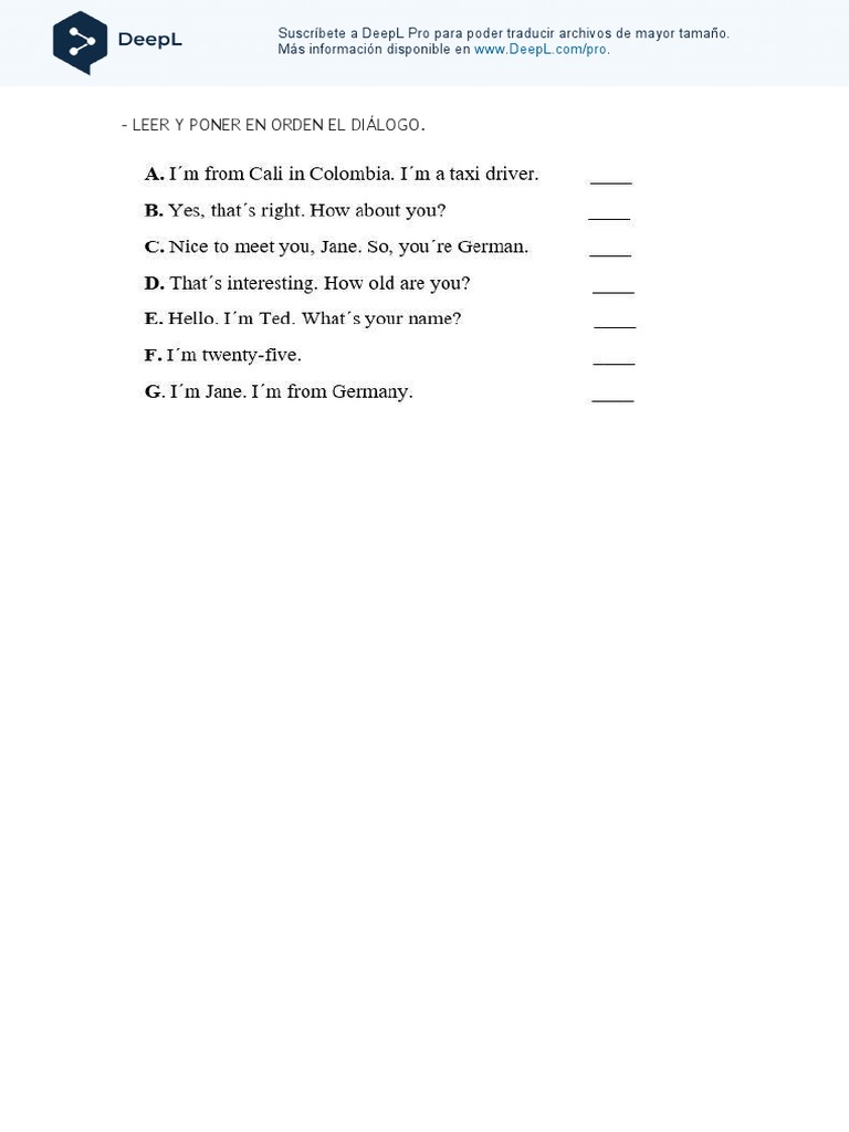 Read and Put The Dialogue in Order Es | PDF