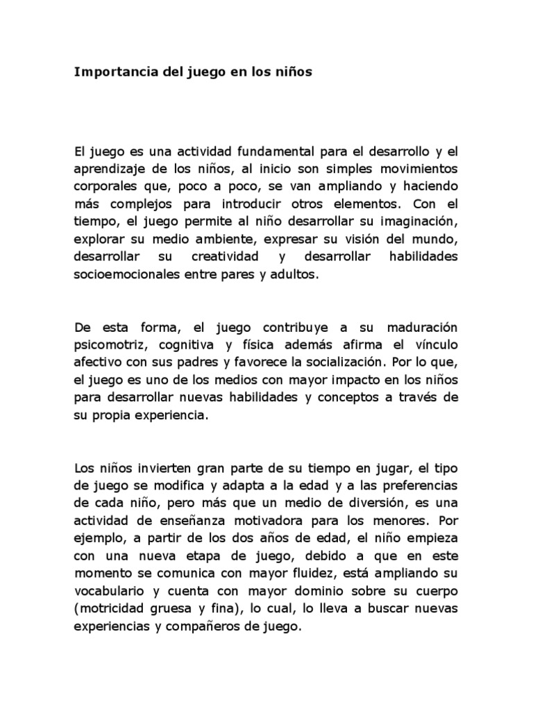 Importancia Del Juego Tema 2 y 3 | PDF | Aprendizaje | Psicoterapia