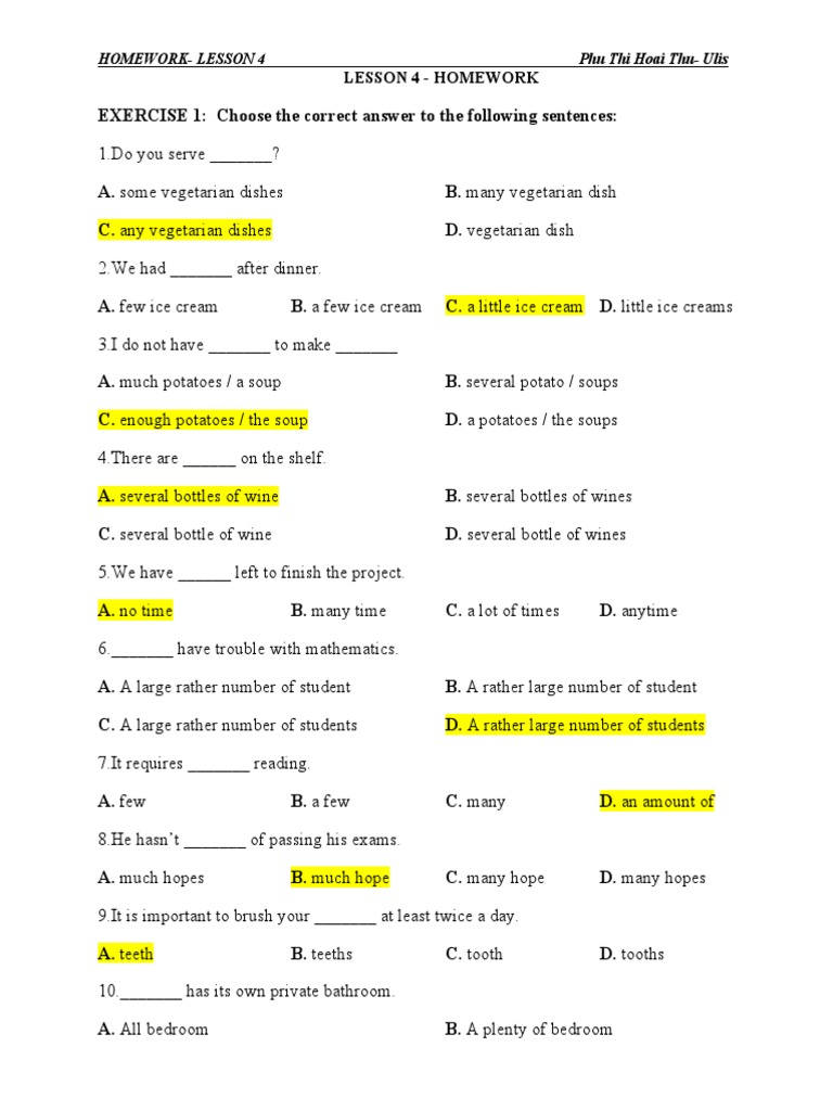 Lesson 4 Homework | PDF
