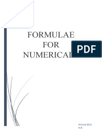 Formulae FOR Numericals: Physics