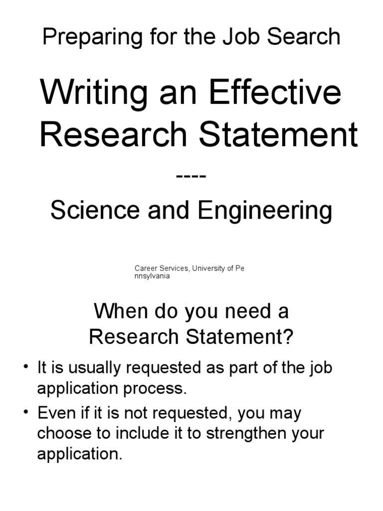 Preparing For The Job Search: Writing An Effective Research Statement ...