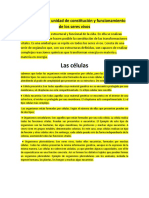 La Célula Como Unidad de Constitución y Funcionamiento de Los Seres Vivos