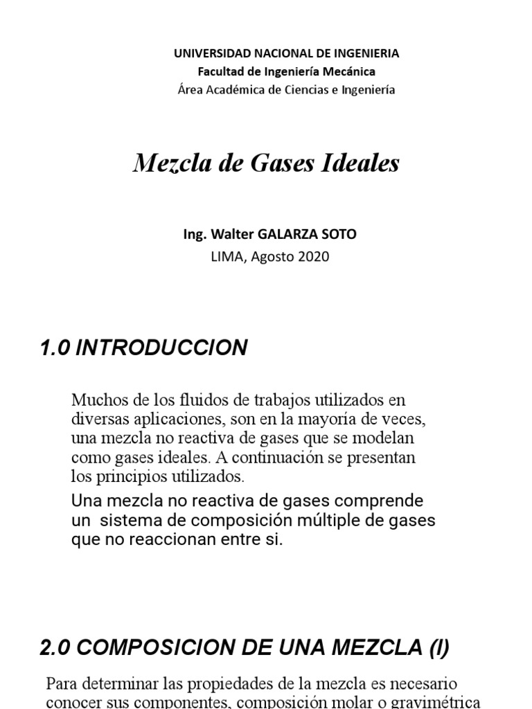 Mezcla de Gases Ideales | PDF | Gases | Ingeniería mecánica