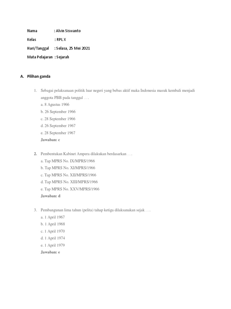 Soal Sejarah untuk Siswa RPL X | PDF