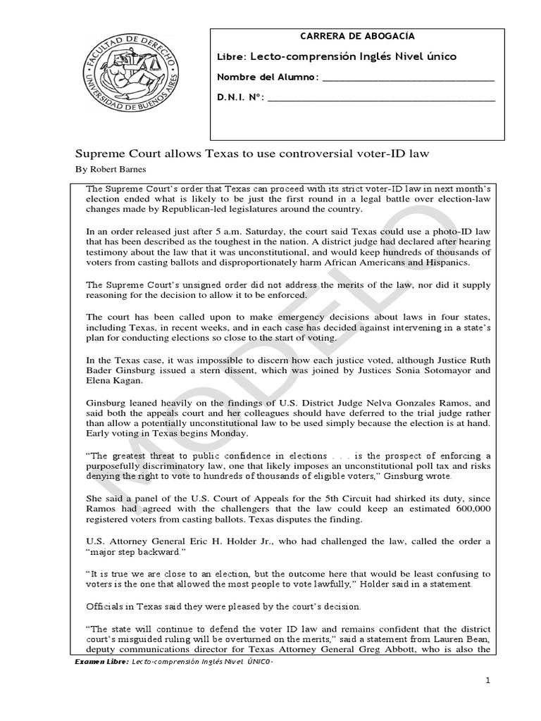 2017 Modelo Examen Libre Ingles PDF Brexit Batson V. Kentucky