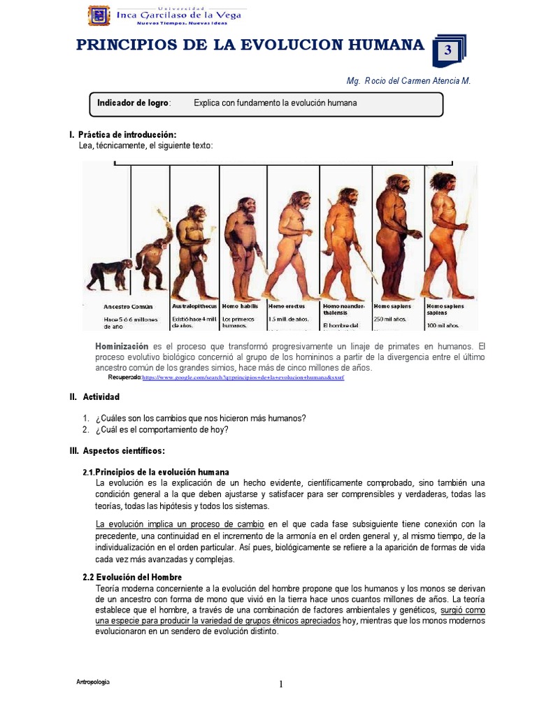 Principios de la Evolución Humana | PDF | Evolución | Seleccion natural