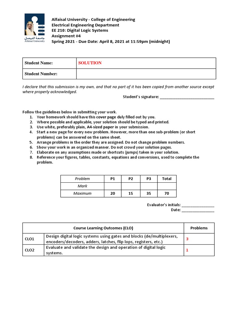 EE 210 Digital Logic Systems Assignment 4 | PDF | Logic Gate | Computing
