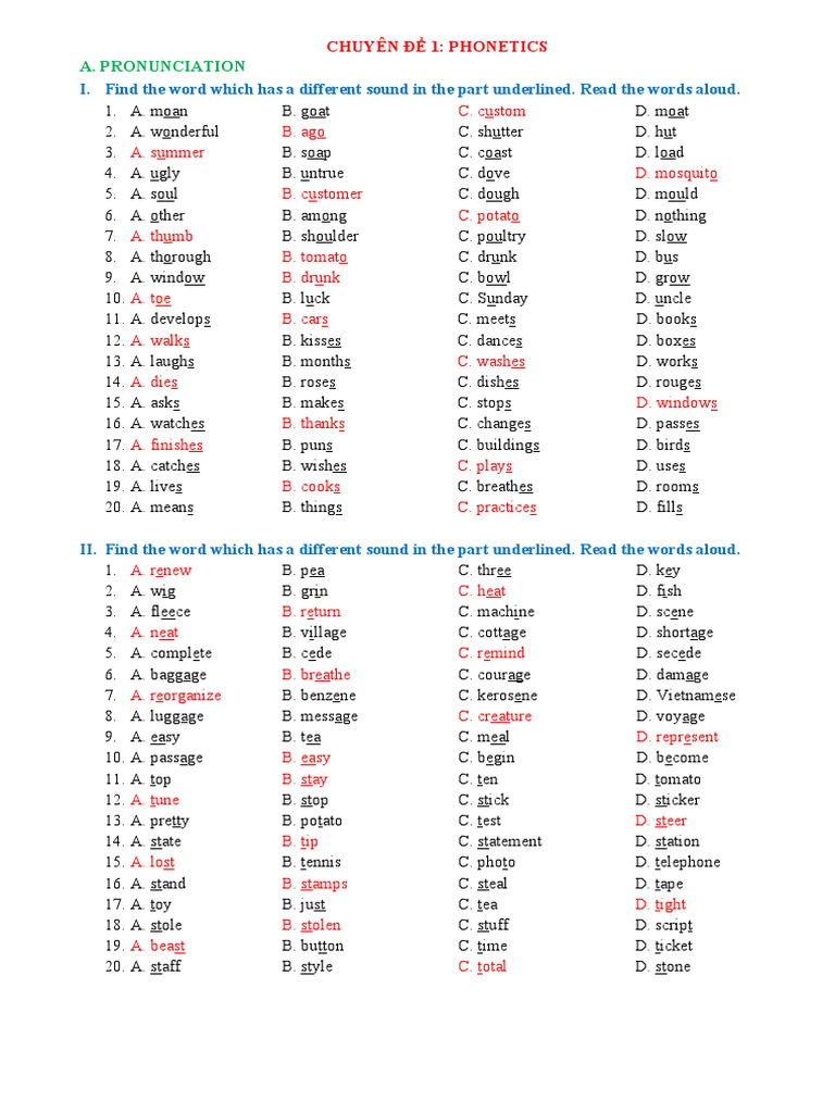 Phonetics and Pronunciation Exercises | PDF | Food And Drink