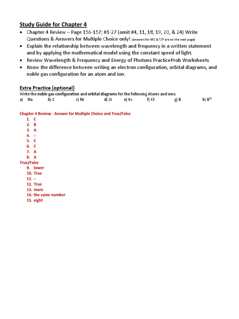 Study Guide For Chapter 4: Extra Practice (Optional) | PDF | Teaching ...