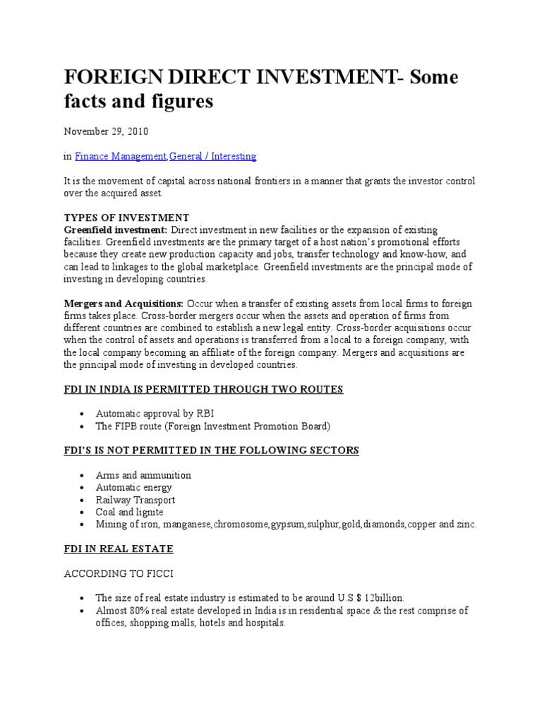 Foreign Direct Investment in India Overview | PDF | Foreign Direct ...