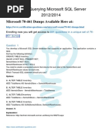 MCSA Querying Microsoft SQL Server 2012/2014: Microsoft 70-461 Dumps Available Here at