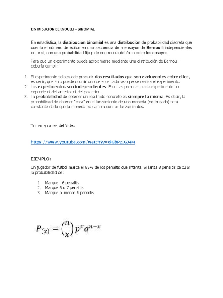 Ensayos de Bernoulli y Distribución Binomial | PDF | Probabilidad ...