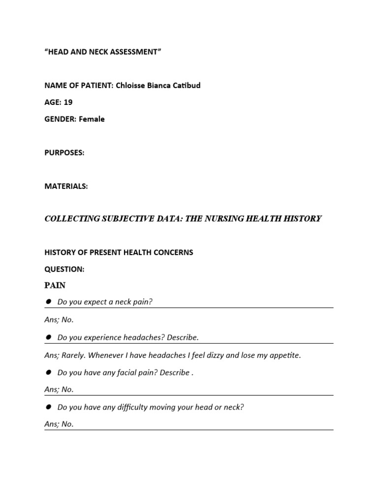 Head and Neck Assessment PDF
