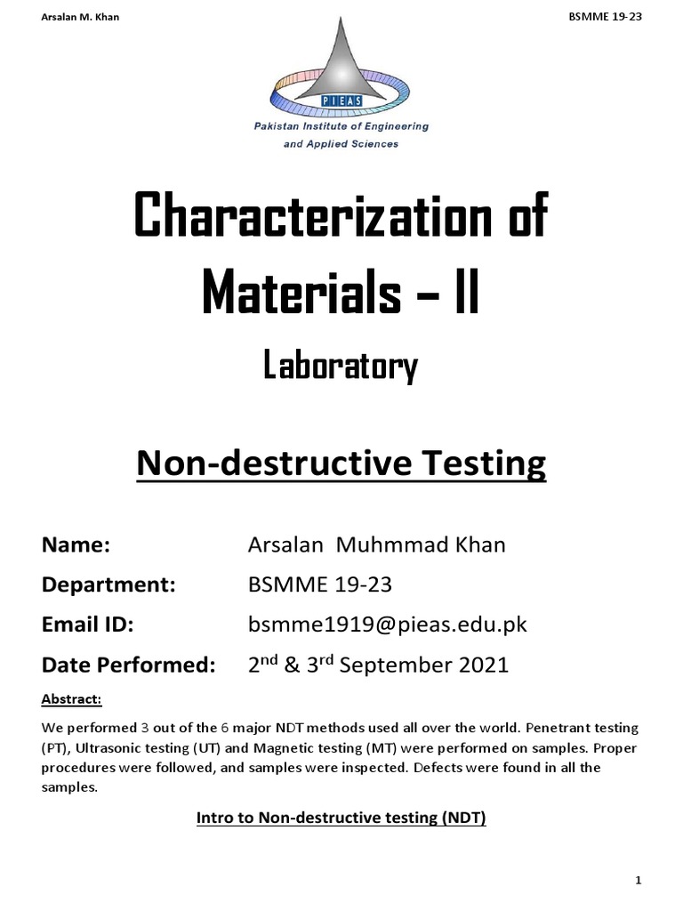 Non Destructive Testing UT PT and MT Report | PDF | Nondestructive ...