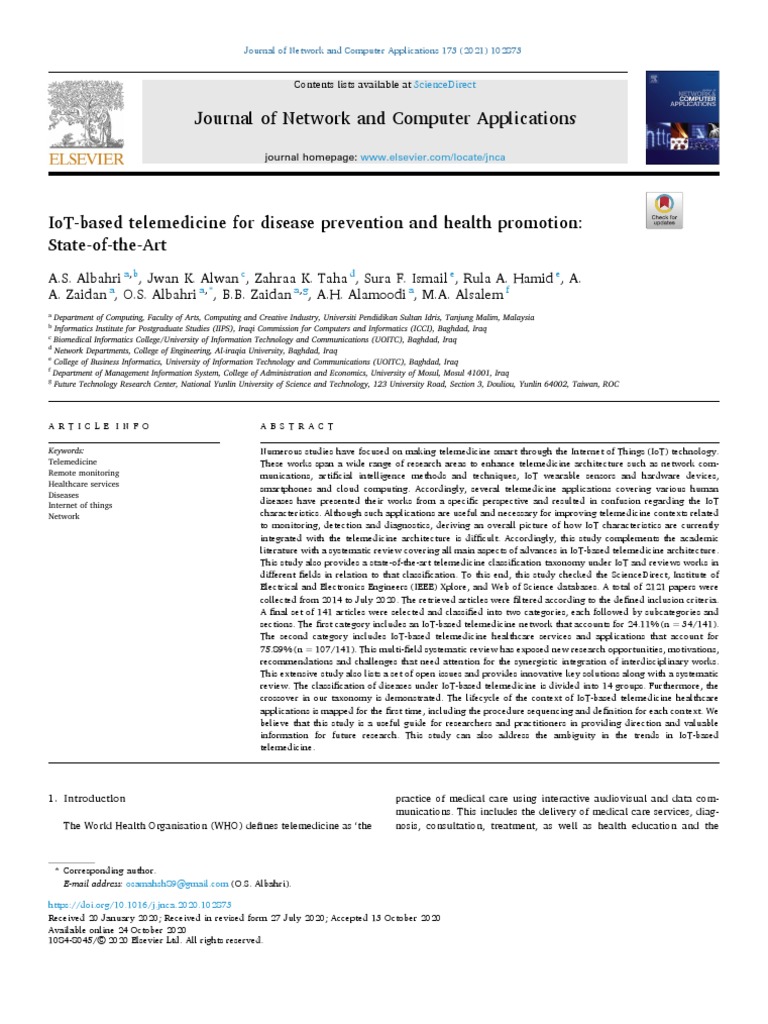 Journal of Network and Computer Applications | PDF | Internet Of Things ...