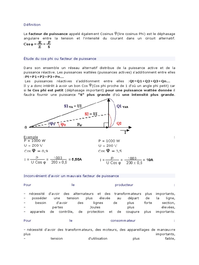 Comprendre le Cos Phi en Électricité PDF Puissance (physique — free download