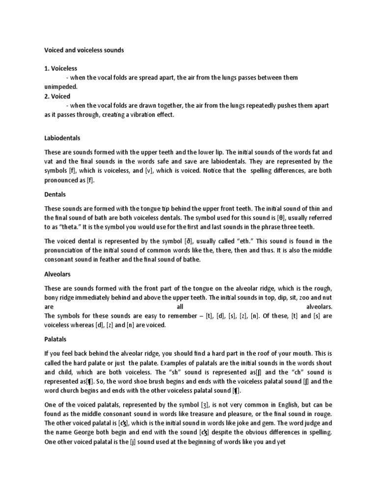Voiced vs. Voiceless Sounds Explained | PDF | Phonetics | Linguistics