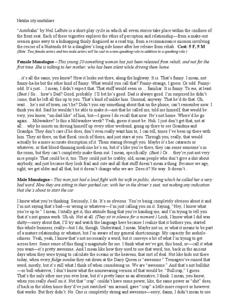 Female Monologue - This Young 20-Something Woman Has Just Been Released From Rehab, and Not For ...