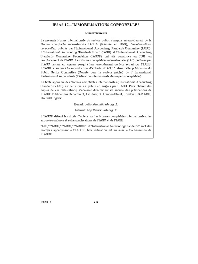 IPSAS 17 : Immobilisations Corporelles | PDF | Dépréciation ...