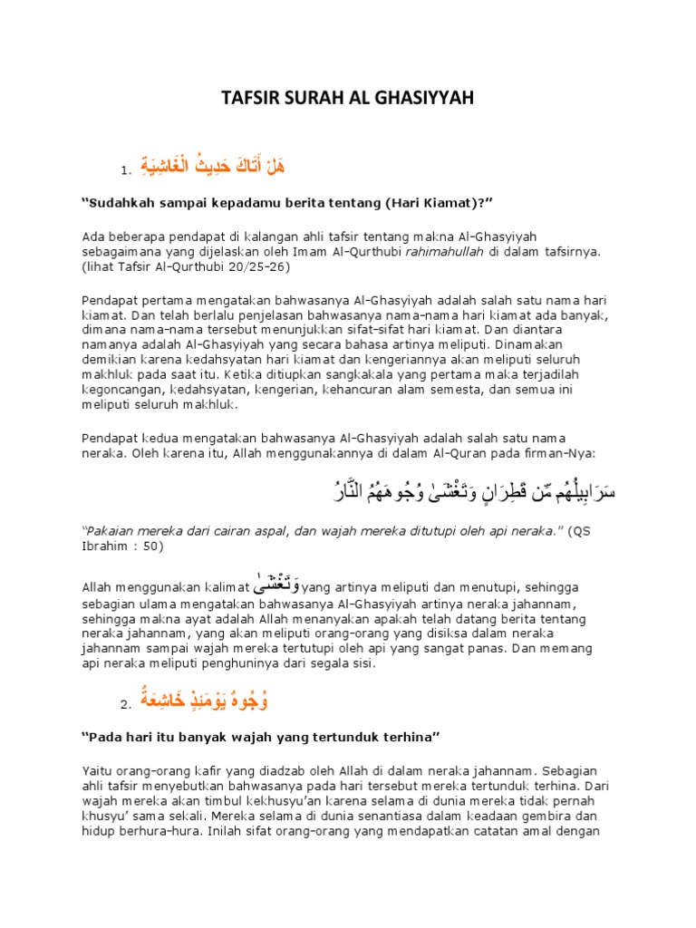 Tafsir Surah Al Ghasiyyah | PDF